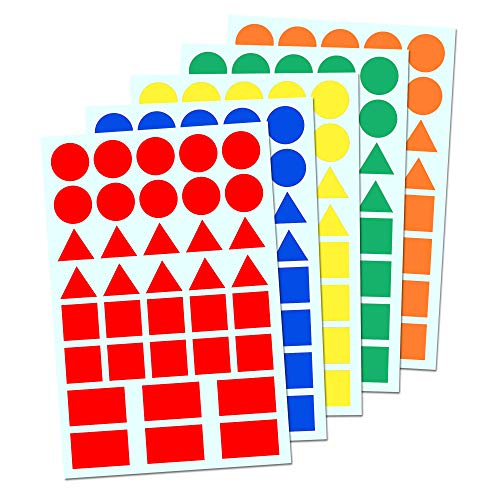 5 Colores - Gomets Formas Geométricas Etiquetas Adhesivos - Pack de 900