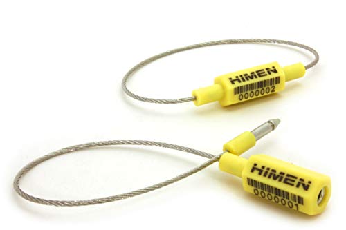 50x SELLOS de metal con cable de HIMEN | numerados consecutivamente | con CÓDIGO DE BARRAS | Longitud 250 mm | PCS-1.8C | siglios | amarillo