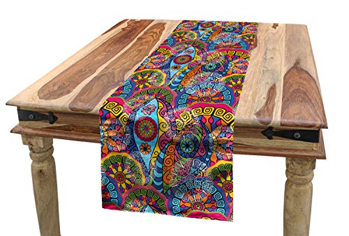 ABAKUHAUS Mandala Camino de Mesa, Los Motivos Abstractos, Decorativo para el Comedor o Sala de Estar Fácil de Limpiar, 40 x 180 cm, Multicolor