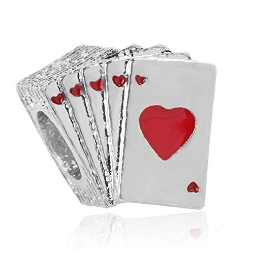 Abalorio de poker con diseño de palomitas de maíz, ideal para pulseras y brazaletes Pandora para mujer, para hacer joyas, póquer