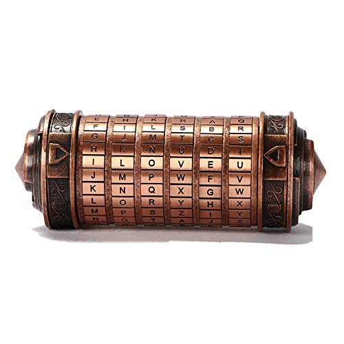 ACELEY Caja Regalo San Valentín, Da Vinci Code Combination Lock Accesorios de Regalo románticos adecuados para Novios y Novias Rompecabezas con Cerradura (Bronce Rojo)