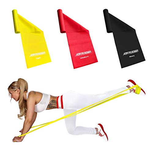 ActiveVikings® - Juego de bandas de ejercicio con 3 fuerzas, longitud de 2 m, ideal para masa muscular, fisioterapia, pilates, gimnasia, yoga y crossfit, cinta de resistencia
