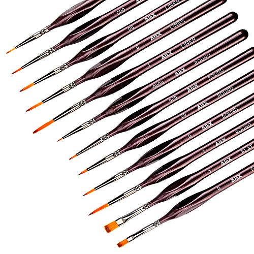 AIEX Juego de 12 Pinceles De Pintura En Miniatura - Pincel De Pintura De Detalle Fino Juego De Brochas Para Acrílico Acuarela Óleo Cara Uñas Pintura De Maquetas, Dibujo De Líneas (Marrón) AIEX Juego de 12 Pinceles De Pintura En Miniatura - Pincel De Pintura De Detalle Fino Juego De Brochas Para Acrílico Acuarela Óleo Cara Uñas Pintura De Maquetas, Dibujo De Líneas (Marrón)