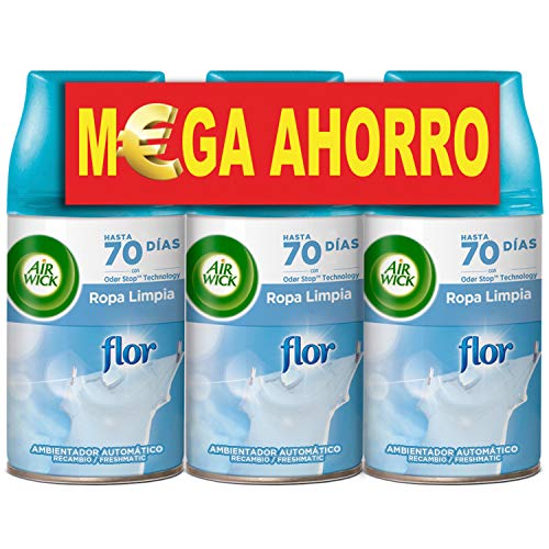 Air Wick Freshmatic Recambios de Ambientador Spray Automático, Esencia para Casa con Aroma a Flor - Pack de 3