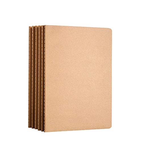 AiYoYo 6 cuadernos A5 pequeños para bocetos, papel Kraft Cover (30 hojas), cuadernos de notas (100 g/m²), ideal como cuaderno de bocetos, bloc de notas, 21 x 14,3 cm