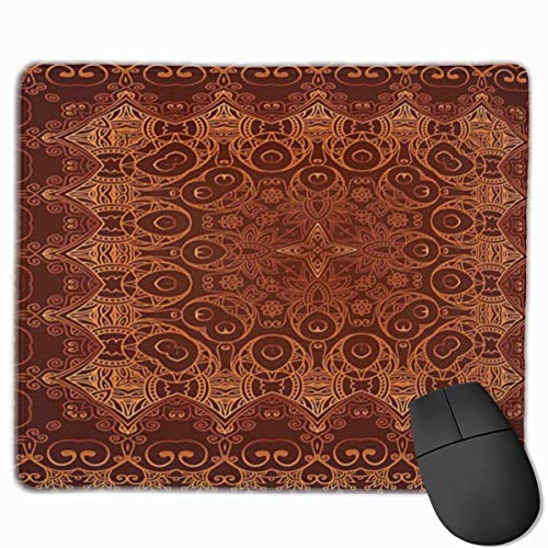 Alfombrilla de ratón, Alfombrilla de Escritorio, patrón Persa de Encaje Vintage Antiguo de Otomano Empire Palace Carpet Style Art Orange Brown