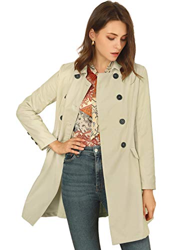 Allegra K Abrigo Negocio Cierre De Botones Doble Botonadura Cuello Vuelto Gabardina para Mujer Caqui L Allegra K Abrigo Negocio Cierre De Botones Doble Botonadura Cuello Vuelto Gabardina para Mujer Caqui L