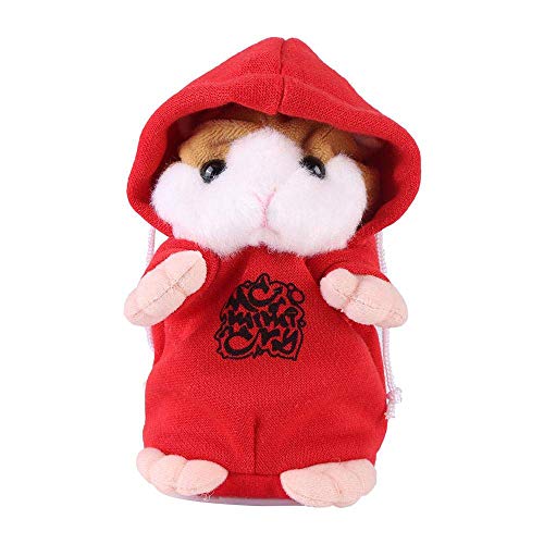 Amasawa Hamster de Peluche de Juguete,Talking Hamster Repite lo Que Dices Cute Plush Electronic Mimicry Hamster Juguete de Peluche Interactivo Regalo para Niños Cumpleaños y Fiesta (Rojo)