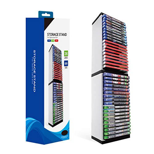 AOIXBCUROC Soporte de torre de almacenamiento de juegos, torre de almacenamiento de juegos host para 36 discos de juego para P-S-4 P-S-5 Switch X-b-o-x One