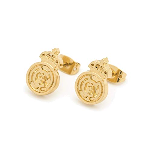 ART3 Pendientes escudo Real Madrid presión (9x13mm) (Oro amarillo)