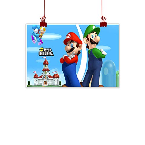Arte de pared de dormitorio Super Mario 3D World Fondo para decoración de sala de estar Mario y Luigi bros Videojuego sin marco de 40,6 x 30,4 cm