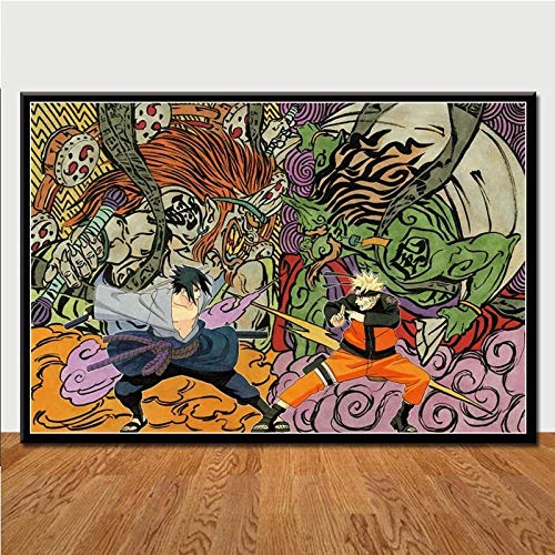 asasI9 Cuadros Impresos en Lienzo para decoración del hogar Naruto Shippuden Anime clásico Fighting Wall Art Painting Kids Room Modular Nordic Poster40x60cm-Sin Marco