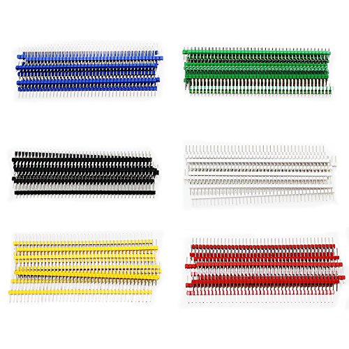 Aussel 6 colores 2.54 mm pin divisible pin PCB Junta sola fila 40 pin conector de encabezado masculino para Arduino escudo paquete de 60 (PIN-6C-60PCS)