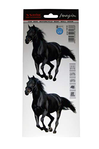 Avisa Pegatina 2 en 1 para coche, diseño de caballo, 11 x 12 cm, color negro 1/06183