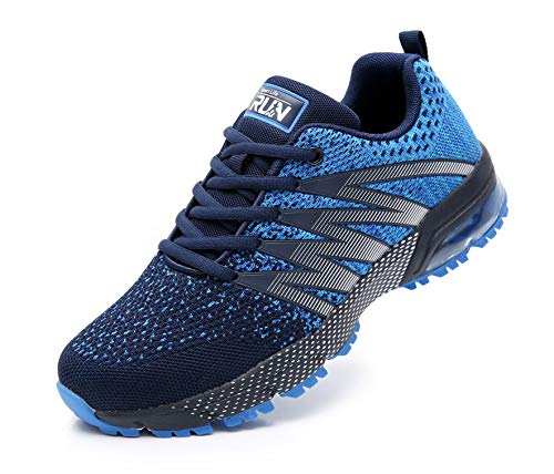 AZOOKEN Hombre Mujer Zapatillas de Gimnasia Running Zapatos Deportivos Aire Libre y Deporte Respirable Sneakers para(8995 Blue43)
