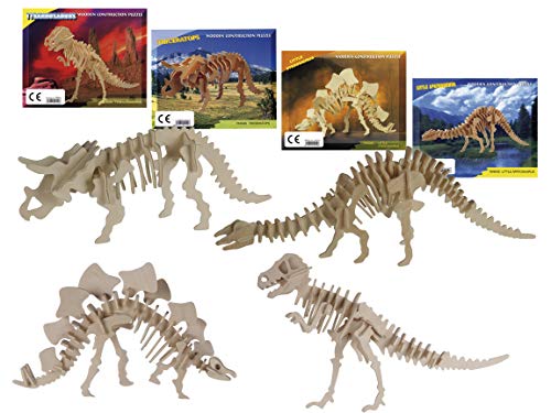 Bada Bing - Puzzle 3D de Madera Natural, diseño de Esqueleto de Dinosaurios para Manualidades y construcción