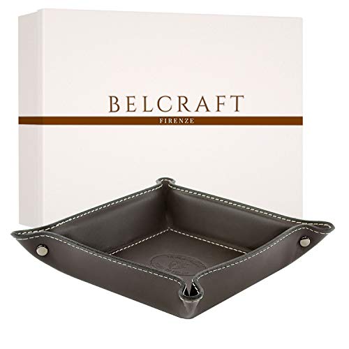 Belcraft Orvieto Vaciabolsillos de Piel Italiana, Hecho a Mano, Incluye Caja, Marron Oscuro (19x19 cm)