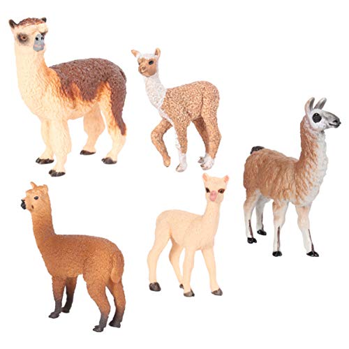 BESPORTBLE 5 figuras de alpaca en miniatura de animales del bosque realistas, juguete para micropaisaje, jardín de hadas, decoración, accesorios, regalo para niños