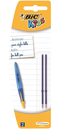 BIC-Lote de 3 Blisters de 2 recargas KIDS BEGINNER TWIST easy glide Pte Ø1mm de tinta, color azul