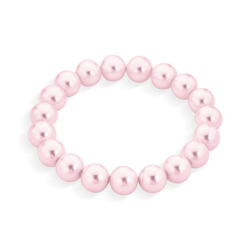 Bling Jewelry Moda Bolas Apilable Redonda Hilo Único Tramo Rosa Pálido Perla Pulsera Elastica Simulados para La Mujer Adolescente 8Mm