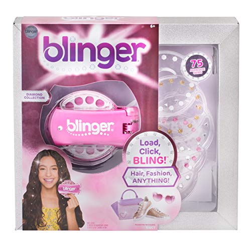 Blinger BGW0001 Diamant Edition Pink Glam Styling Tool + 5 Discos con 75 Piedras Preciosas para niños a Partir de 6 años