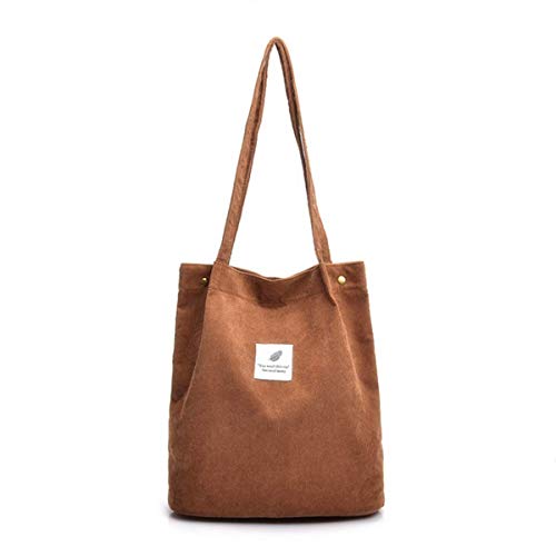 Bolso de pana para damas chica gran Bolso de hombro de pana Bolso de mano lavable reutilizable bolso de bandolera casual para mamá maestra trabajo escolar playa compras comida viajes (Marrón) Bolso de pana para damas chica gran Bolso de hombro de pana Bolso de mano lavable reutilizable bolso de bandolera casual para mamá maestra trabajo escolar playa compras comida viajes (Marrón)