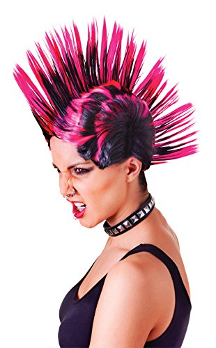 Bristol Novelty BW903 Mohican - Peluca para mujer, color rosa y negro, talla única