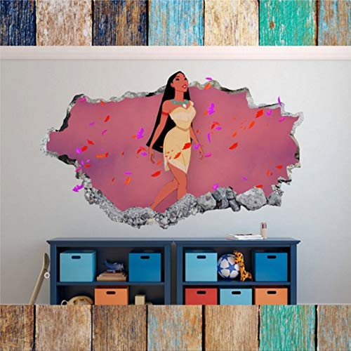 BYRON HOYLE Adhesivo de pared 3D de Pocah-ontas, diseño de princesas Disney, extraíble, para decoración del hogar, 45 cm