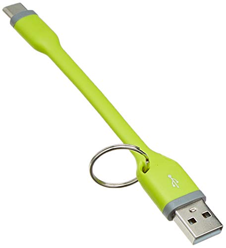 Cable USB to Tipo C 12 cm Keychan Celly, Mini Cable Flexible con Llavero, Verde