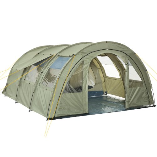 CampFeuer Tienda de Campaña Familiar Multi I 4 Personas I Columna de Agua de 5.000 mm I con Suelo y Pared Frontal Desplazable I Enorme Vestíbulo (Verde Oliva)