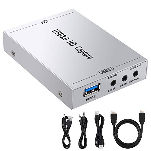 CAMWAY Tarjeta de captura HDMI 1080P HDMI a USB3,0 captura de vídeo en vivo juego HDMI Loop-out 3,5mm Entrada y Salida de Audio Puerto Full HD1080P para Windows Mac Youtube Twitch para PS3 PS4 Wii U CAMWAY Tarjeta de captura HDMI 1080P HDMI a USB3,0 captura de vídeo en vivo juego HDMI Loop-out 3,5mm Entrada y Salida de Audio Puerto Full HD1080P para Windows Mac Youtube Twitch para PS3 PS4 Wii U