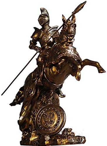 CAONIDAYE Estatuas Guerrero Romano va a Luchar contra el Caballo, Caballero Medieval en el Modelo de estatuas de Armadura, Acabado de Bronce Figurines coleccionables decoración Retro renacentista