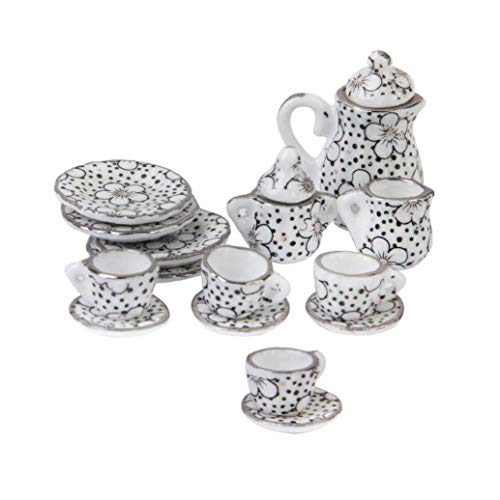 Casa de muñecas en Miniatura Accesorios Taza de Porcelana Set 01:12 Comedor patrón de Flores de té para niños 15PCS de Navidad Casa de muñecas en Miniatura Accesorios Taza de Porcelana Set 01:12 Comedor patrón de Flores de té para niños 15PCS de Navidad