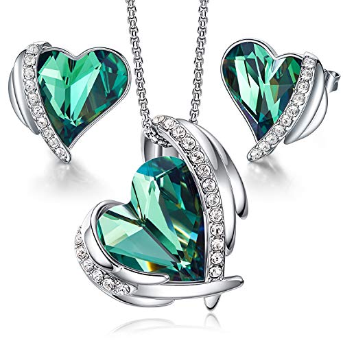 CDE Juegos de Joyas Mujer Collar y Pendientes Corazón Adornado de Alas de Ángel con Caja para San Valentín Aniversario CDE Juegos de Joyas Mujer Collar y Pendientes Corazón Adornado de Alas de Ángel con Caja para San Valentín Aniversario