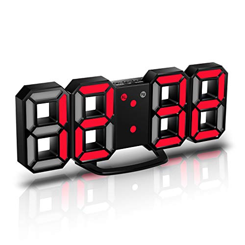 CENTOLLA Reloj Despertador Digital 3D LED, Reloj de Pared, Reloj Digital, Temporizador, Reloj Despertador LED 3D con 3 Niveles de Brillo, Luz Nocturna Regulable, Función de Despertador para la Cocina