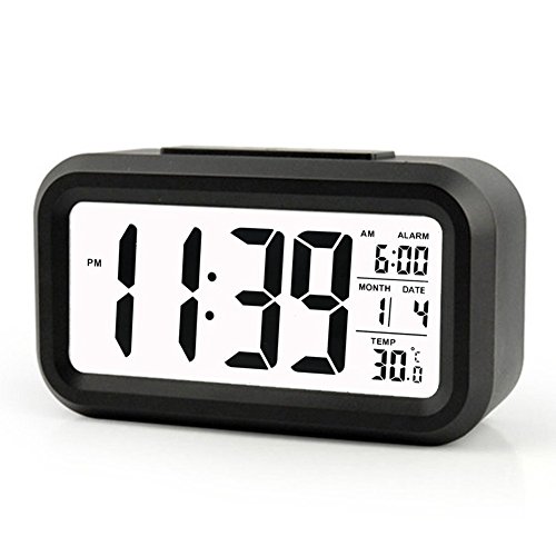 Cisixin LED Inteligente Reloj Despertador Digital, a 5 Minutos de Pausa, con Pantalla Grande, Cabezada, Fecha, Temperatura y Sensor de Luz (Negro) Cisixin LED Inteligente Reloj Despertador Digital, a 5 Minutos de Pausa, con Pantalla Grande, Cabezada, Fecha, Temperatura y Sensor de Luz (Negro)