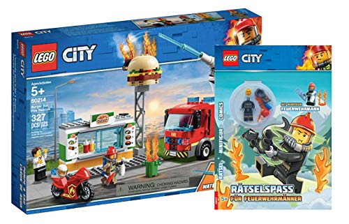 Collectix Lego City 60214 - Juego de accesorios de bomberos en restaurante de hamburguesas y diversión para bomberos (cubierta blanda)