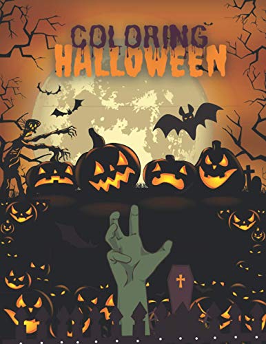 COLORING HALLOWEEN: Coloring book with 86 pages halloween themed pictures to color, some with a lot of details and some are simplified but not simple..happy halloween! (Halloween Sketchbook)