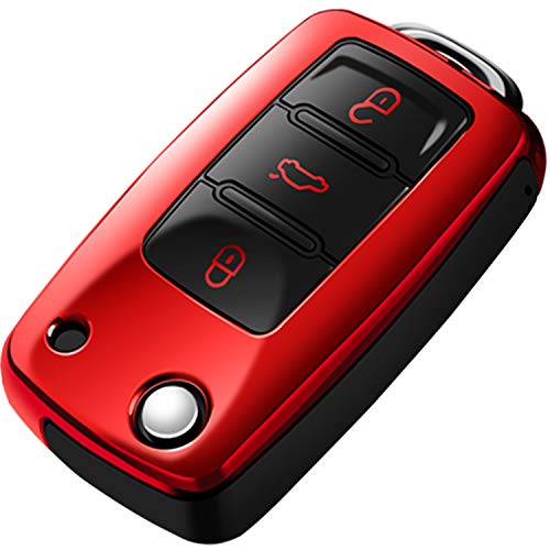COMPONALL - Funda para llave de coche VW Volkswagen Jetta MK1-MK6 Polo r/GTI Golf/Rabbit/MK5 Beetle GLS Passat Tiguan funda de TPU suave Smart Remote llave de control COMPONALL - Funda para llave de coche VW Volkswagen Jetta MK1-MK6 Polo r/GTI Golf/Rabbit/MK5 Beetle GLS Passat Tiguan funda de TPU suave Smart Remote llave de control