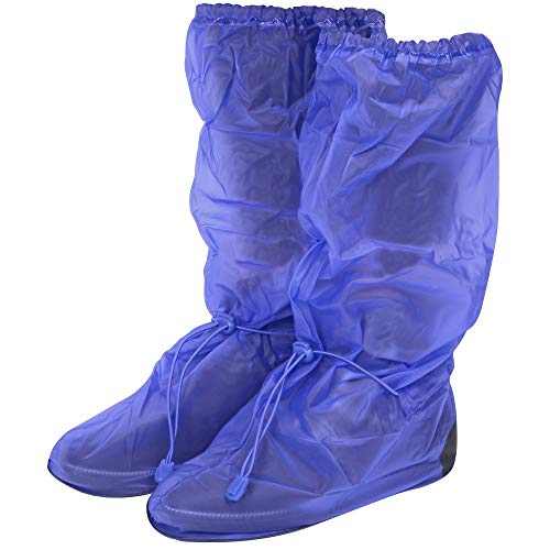 Cubrecalzado Impermeable de PVC - Resistente y Reutilizable - con Suela Antideslizante - galochas para Lluvia, Nieve y Fango - Modelo Alto - Azul (S (36-39), Azul)