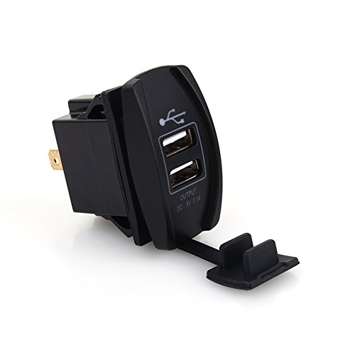 DC 12V-24V Dual USB Charger Socket 5V 3.1A USB Charging Dock Car Quick Fast Charge Rocker Switches para coches barcos Motocicleta Coche eléctrico ATV