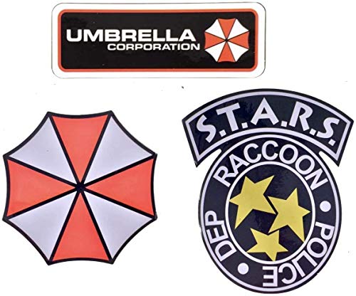 Departamento de policía de Raccoon City S.T.A.R.S. y Umbrella Corporation Colección de pegatinas de PVC resistente al agua y a los rayos UV, paquete de 3