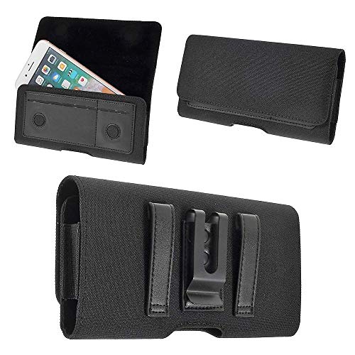 DFV mobile - Nylon Case Metal Belt Clip Horizontal Textile and Leather for Microsoft Lumia 535, RM-1089 - Black