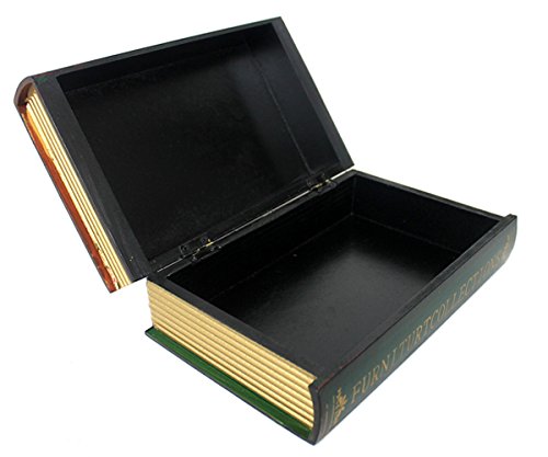Diseño de libro de réplica de caja de madera caja de almacenaje con diseño de colección de caja de acero inoxidable, medium