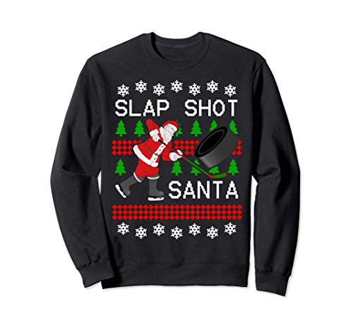 Divertido Santa Hockey Navidad Slap Shot Hockey Santa Sudadera