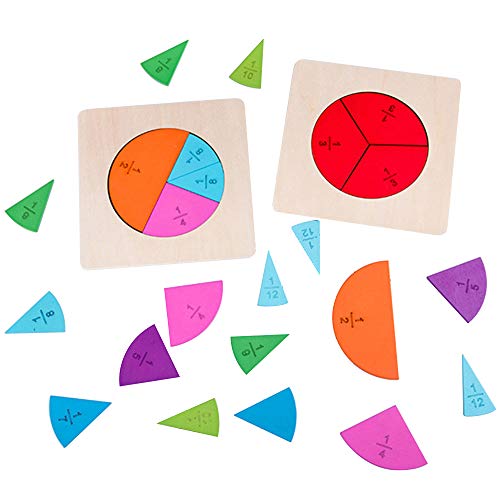 DIYARTS Tablero Circular de Fracciones Rompecabezas de Arcoíris Material Matemático Juguete de Madera 12 Juguetes de Conteo y Matemáticas Codificados por Colores para Niños Edad Preescolar Niños