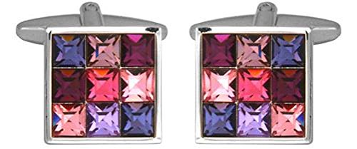 DLC Crystals 9 Gemelos Cuadrados Multicolor chapados en rodio