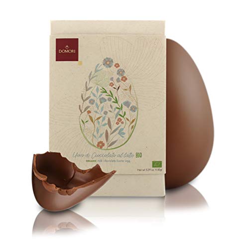 Domori Huevo de Pascua de Chocolate con Leche 36% Cacao de Costa de Marfil - 15 Cm - 150 Gramos