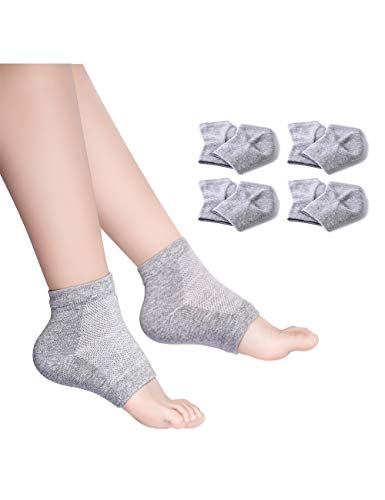 Donfri 4 pares de calcetines de gel hidratantes para pies secos con tratamiento térmico, piel seca, piel dura, agrietada, hidratante, dedos abiertos Comfy (gris)
