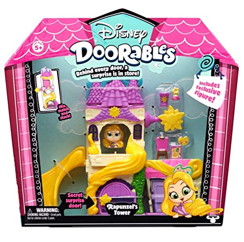 Doorables 35014 Princesa Disney Rapunzels Turm, 3 figuras exclusivas con ojos brillantes y muchos accesorios, juego de juguetes para niños a partir de 5 años, multicolor , color/modelo surtido